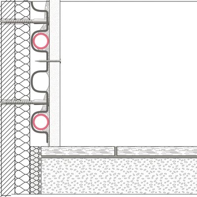 Coupe d’un mur chauffant